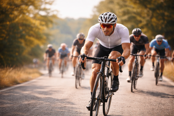 Wielrenner in wedstrijd na volgend trainingsschema